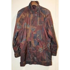 Vintage 90s Coat Womens Small Forecaster of Boston Jacket Abstract Pattern Artsy
